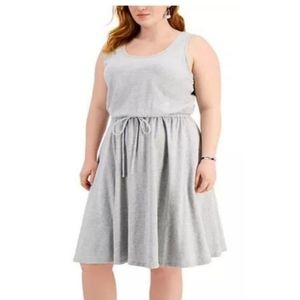 Style Co Plus Womens Cotton Heathered-Knit Drawstring-Waist Dress Size 2X